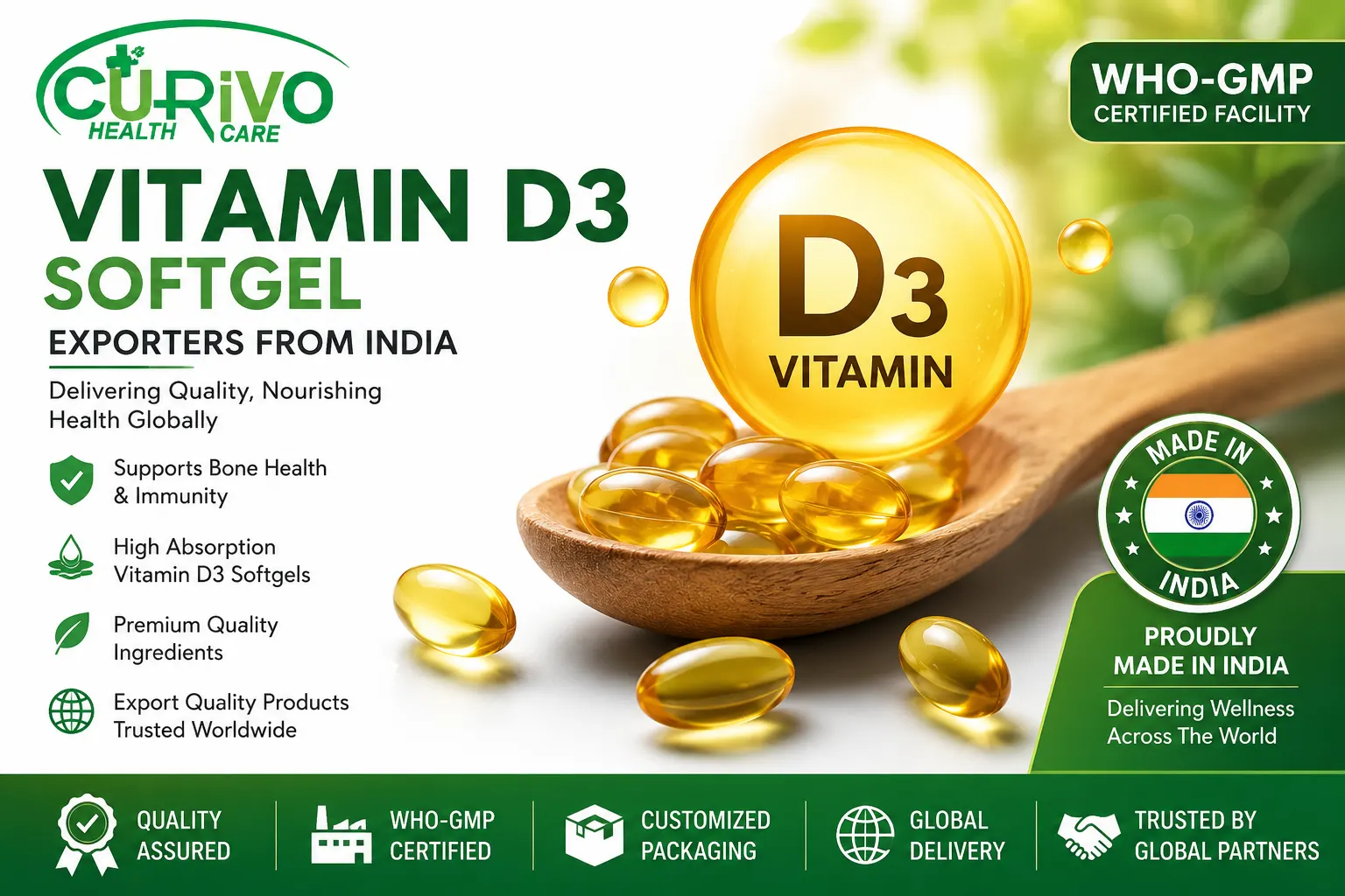 Vitamin D3 Softgel Exporters from India