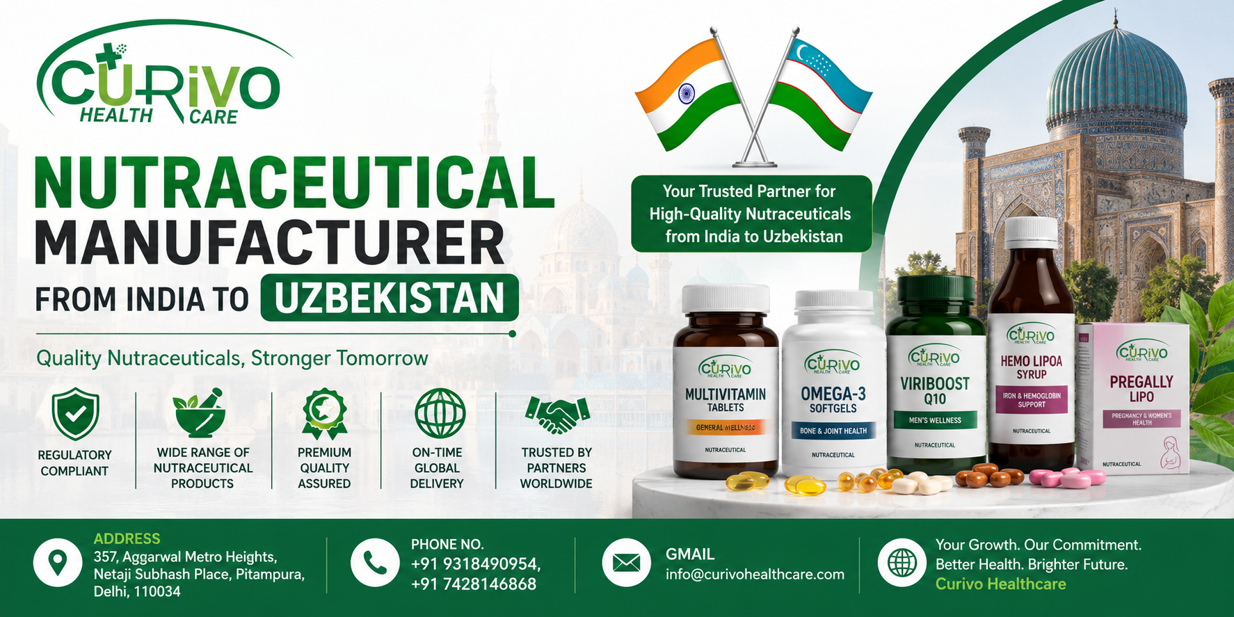 Nutraceutical Manufacturer from India to Uzbekistan