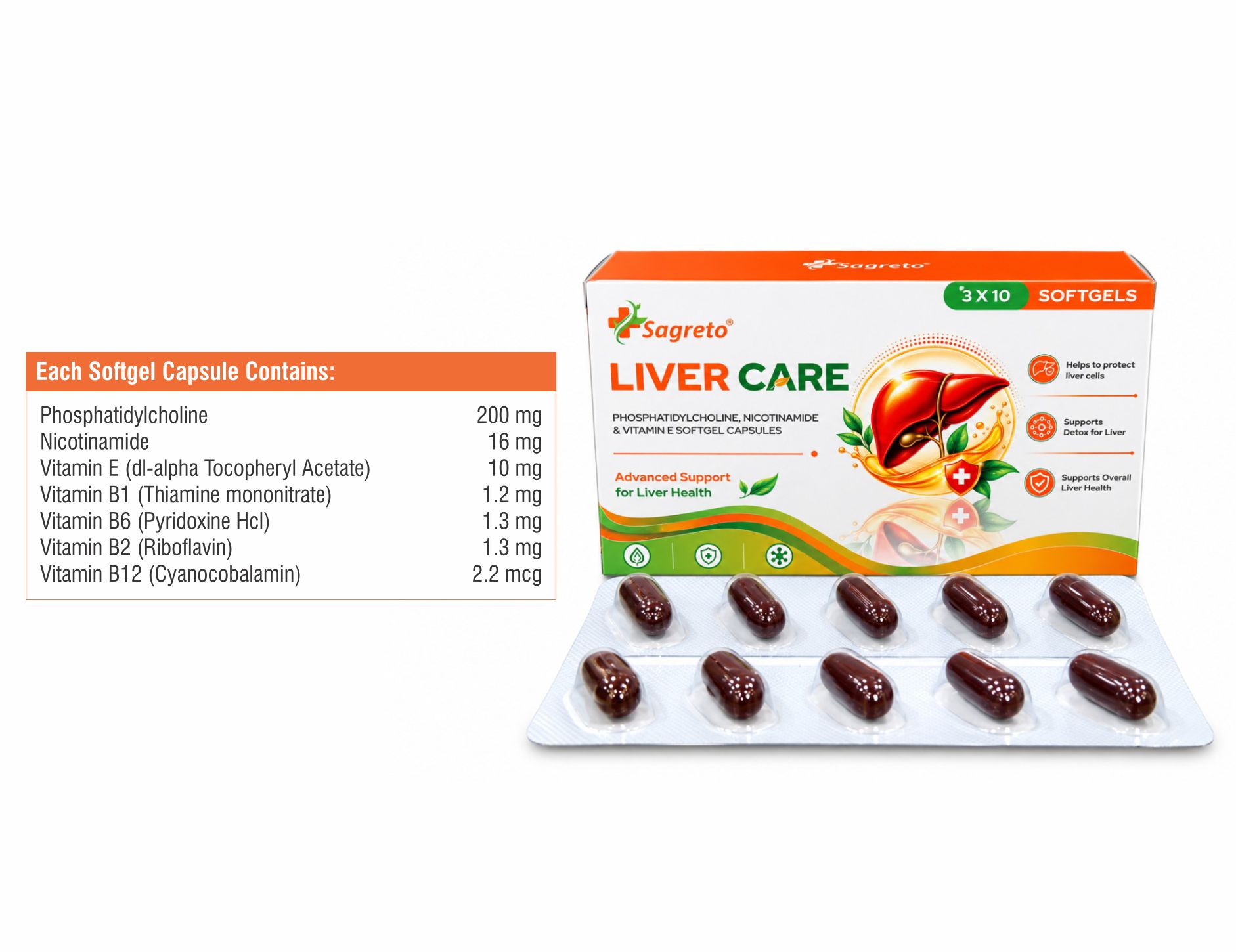 Phosphatidylcholine and B-Complex Vitamin Softgels for export
